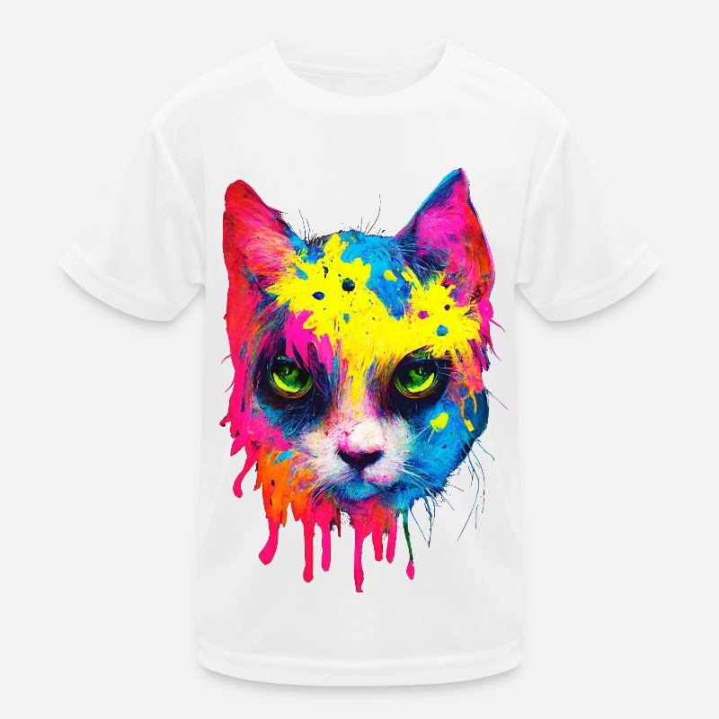 Chat Néon Couleurs Peinture Éclaboussures Coloré T-shirt sport Enfant