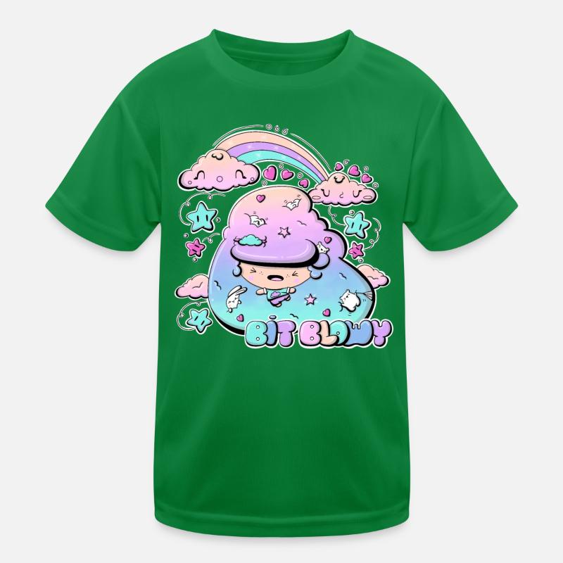 Cute weather bubble head - bit blowy with text Kids Functional T-Shirt