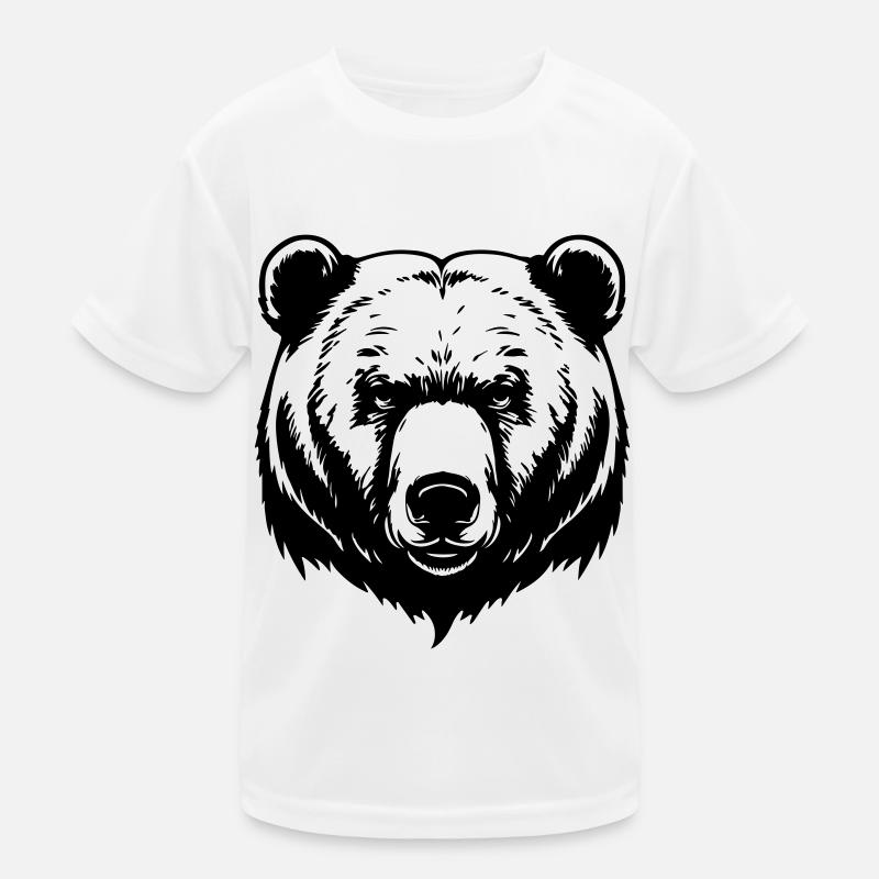 Bear Grizzly Head Kids Functional T-Shirt
