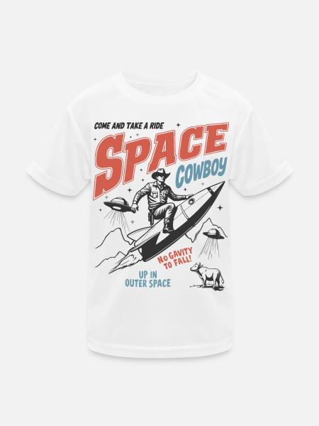 Space Cowboy - Kinder Funktions-T-Shirt - Weiß