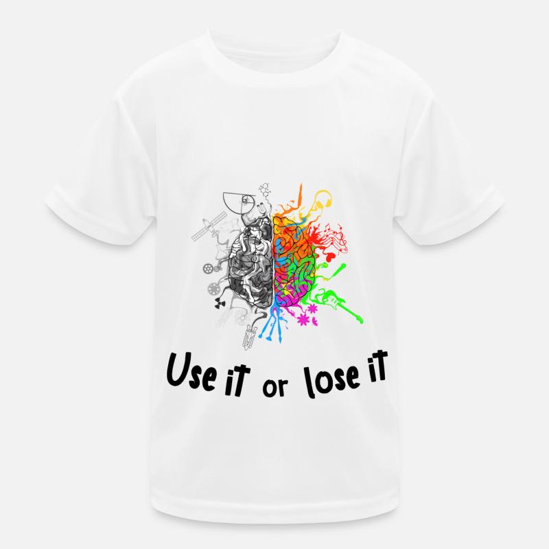 Gehirn / Brain halves functions - use it lose it - Kinder Funktions-T-Shirt - Weiß