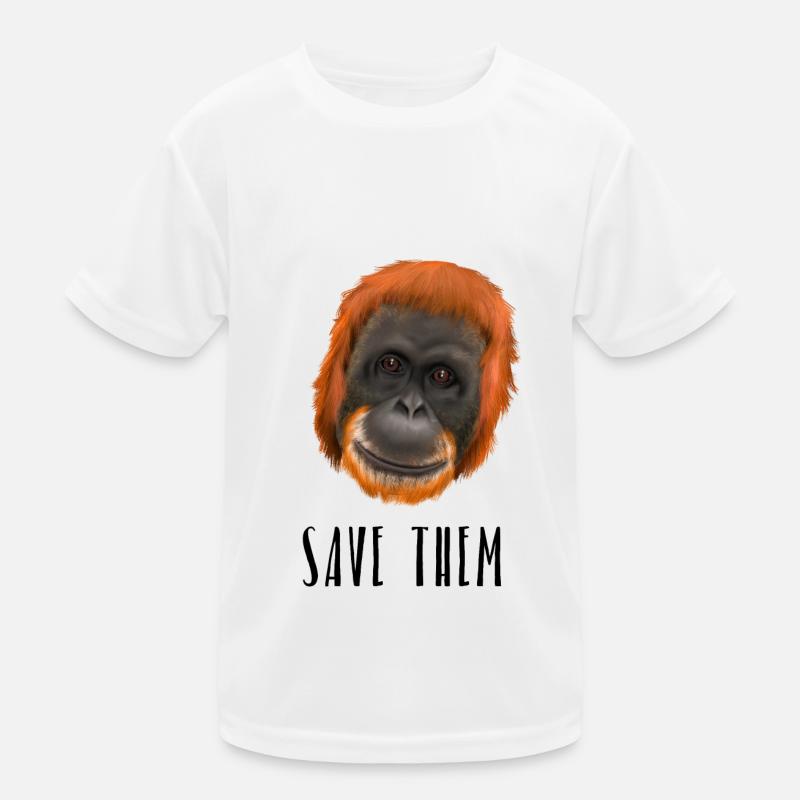 Monkey Ape Orang Utan - save them Kids Functional T-Shirt