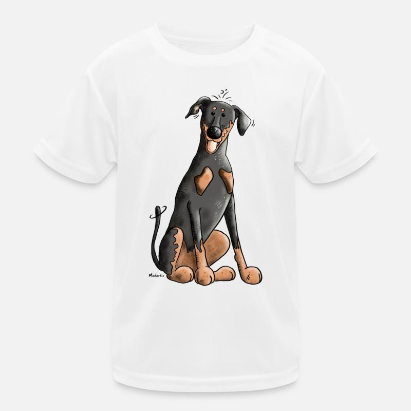 Drolliger Dobermann Kinder Funktions-T-Shirt