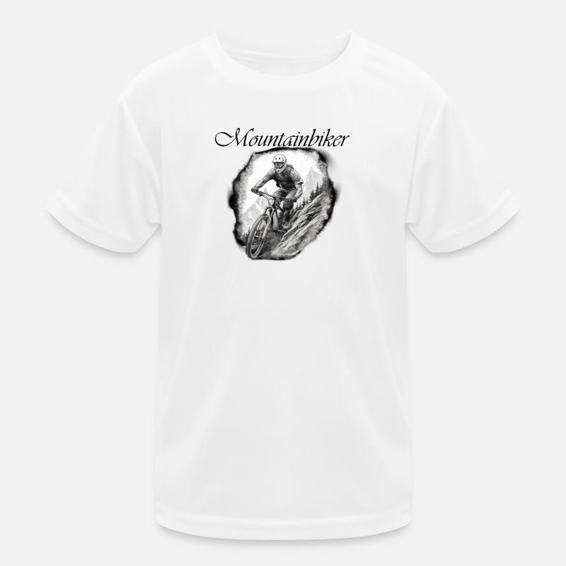 Mountainbiker - Kinder Funktions-T-Shirt - Weiß