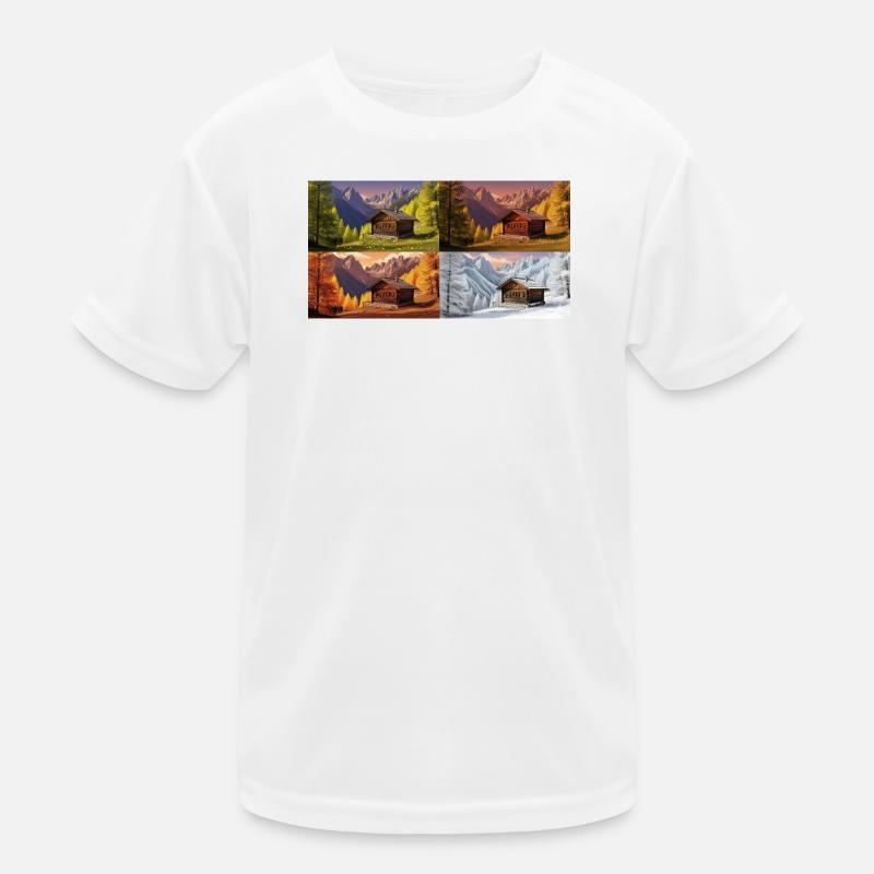 Cabane idylle dans la vallée de montagne T-shirt sport Enfant