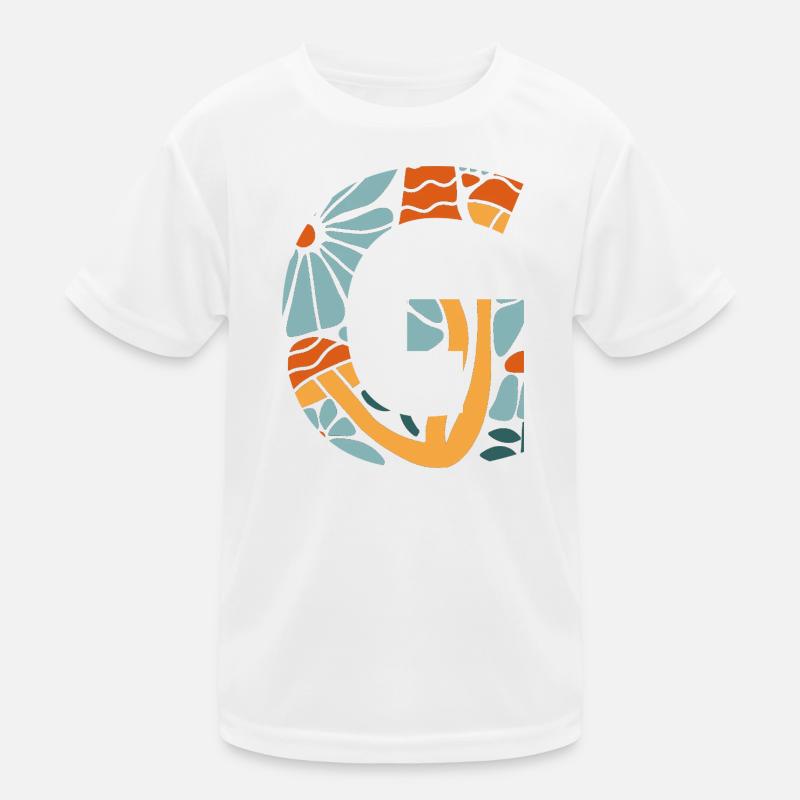 Buchstabe g Blumen groovy Geschenkidee Kinder Funktions-T-Shirt