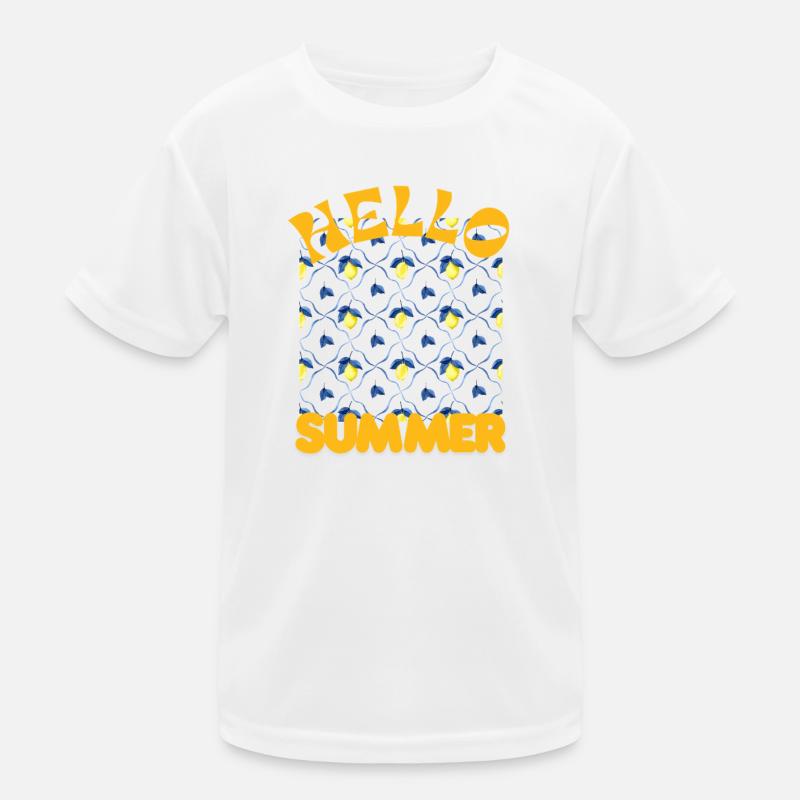 Hello Summer Lemon Pattern - Kids Functional T-Shirt - white