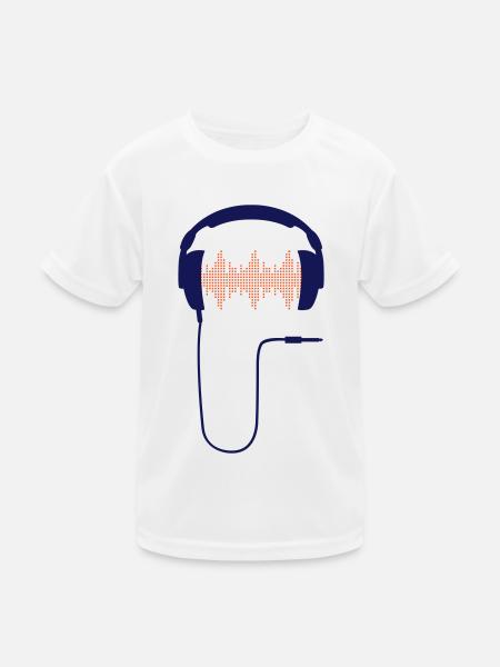 Headphone DJ club music sound turntable Party - Kids Functional T-Shirt - white - Front