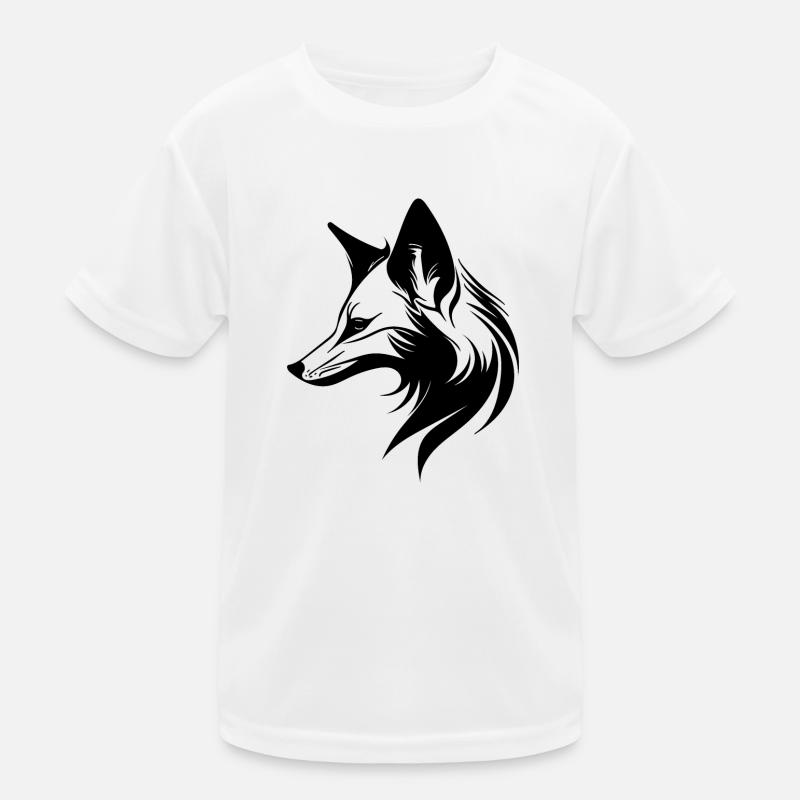 Fuchs Porträt in fliessenden Linien Style Kinder Funktions-T-Shirt