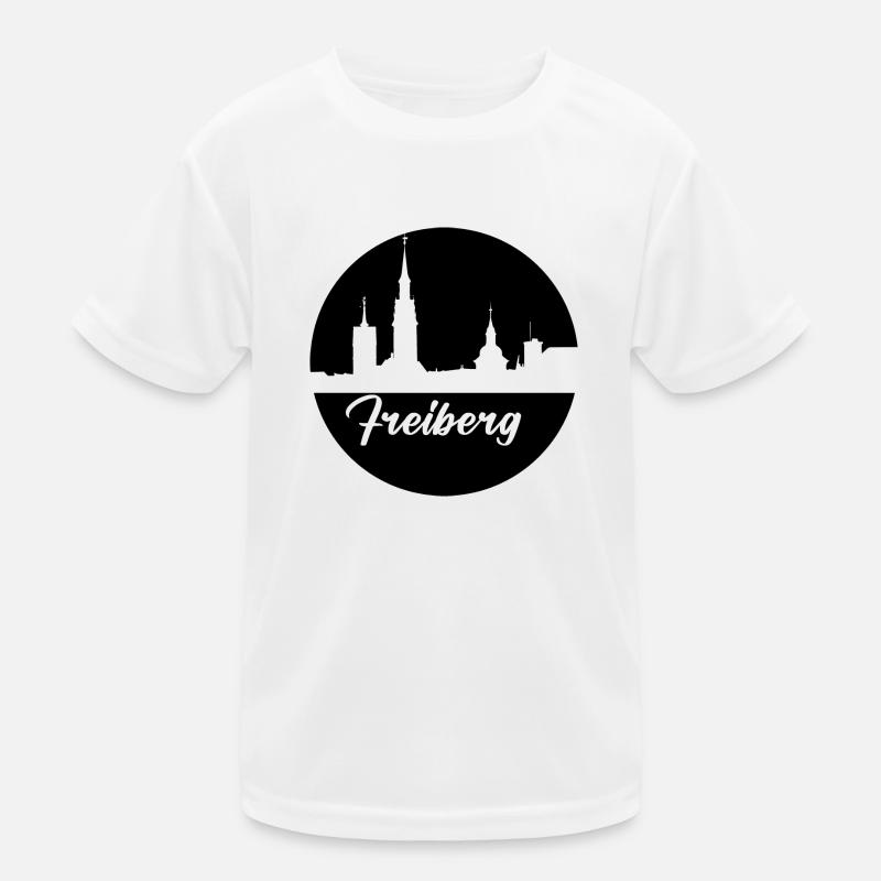 schwarz, skyline, kreis, scherenschnitt,freiberg Kinder Funktions-T-Shirt