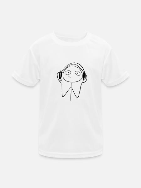 Kopfhörer cartoon - Kinder Funktions-T-Shirt - Weiß - Vorne