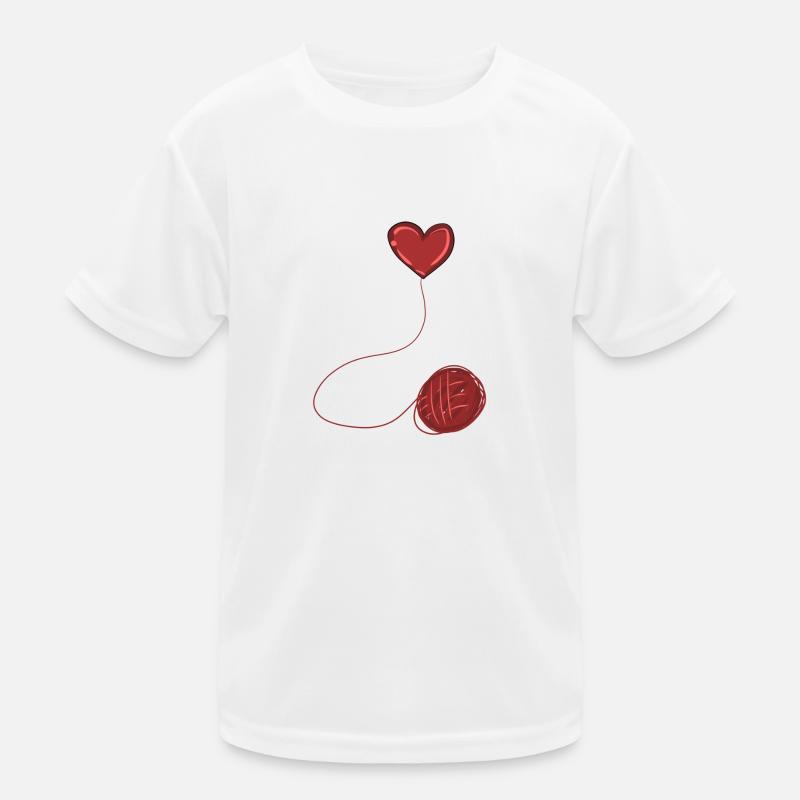 heart red symbol wool thread line Kids Functional T-Shirt