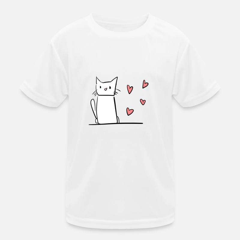 chat dessin animé animal doux symbole cœurs T-shirt sport Enfant