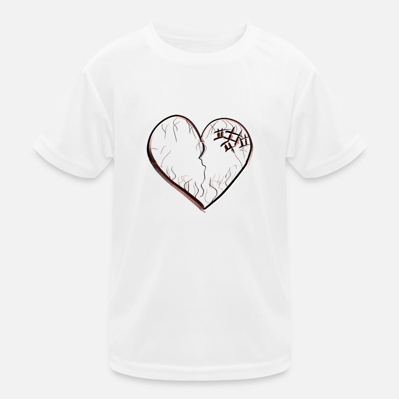 heart symbol broken sad scars Kids Functional T-Shirt