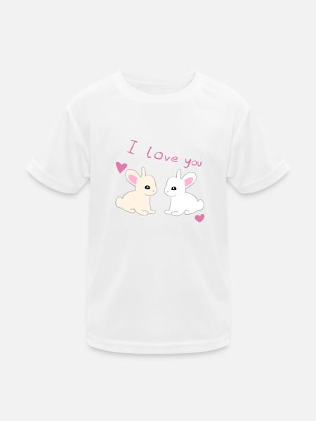 ich liebe dich hasen - Kinder Funktions-T-Shirt - Weiß