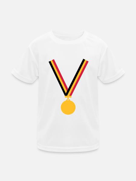 gold_medaille_be_3_clr - Kinder Funktions-T-Shirt - Weiß - Vorne