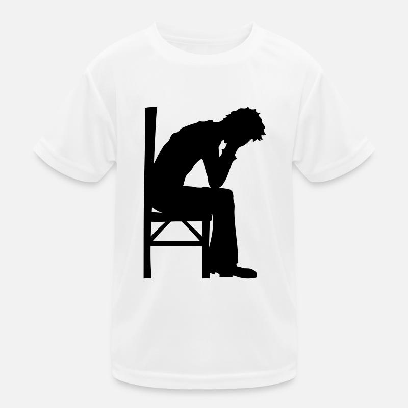 Depression sitzend Design Kinder Funktions-T-Shirt