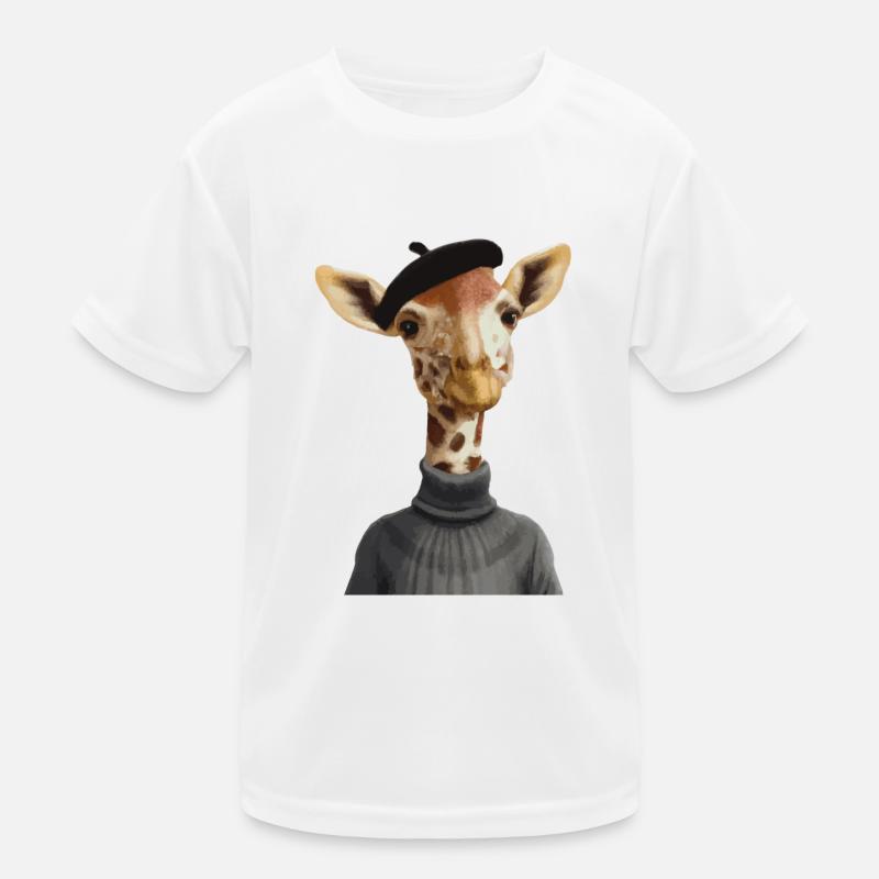 Giraffe mit Pullover und Mütze Geschenkidee - Kinder Funktions-T-Shirt - Weiß