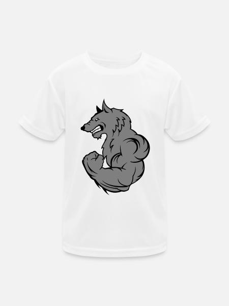 strong wolf - Kinder Funktions-T-Shirt - Weiß - Vorne