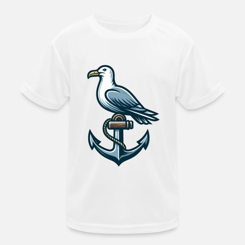 Anker mit Möwe Kinder Funktions-T-Shirt