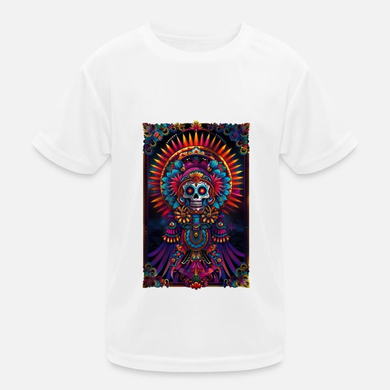 modern dia de muertos skeleton god on throne Kids Functional T-Shirt