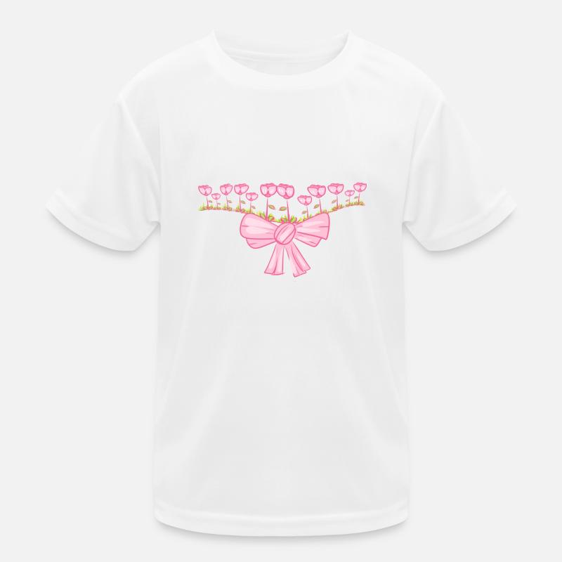 loop line pink flowers line Kids Functional T-Shirt