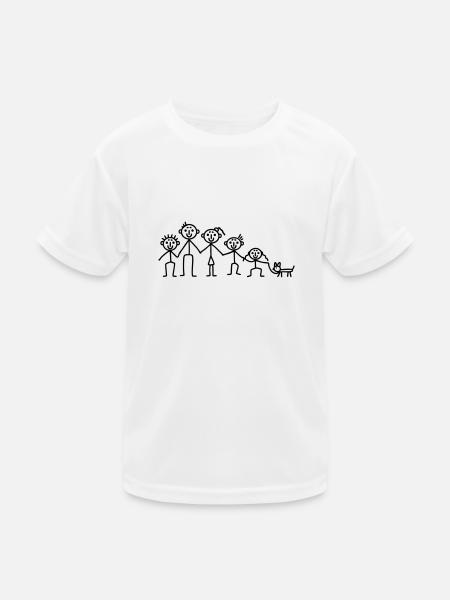 Familie mit Hund - Kinder Funktions-T-Shirt - Weiß