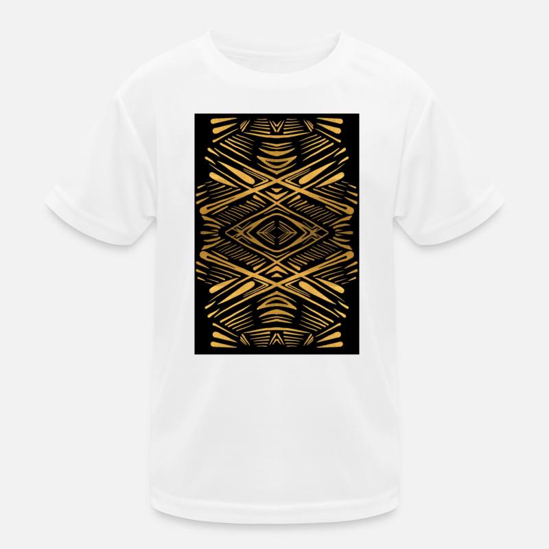 Ethnic gold pattern on black Kids Functional T-Shirt