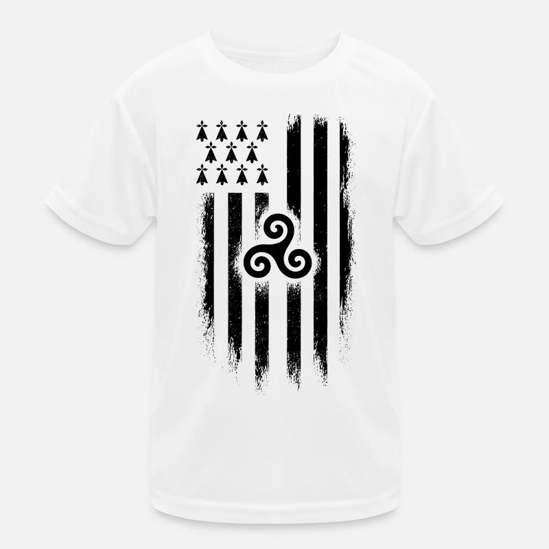 Bretagne Drapeau Breton Gwenn ha Du Grunge T-shirt sport Enfant