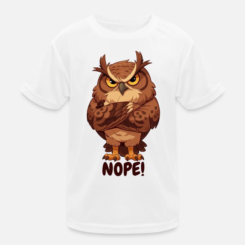 Nope! Grimmige Eule mit Attitüde - Kinder Funktions-T-Shirt - Weiß
