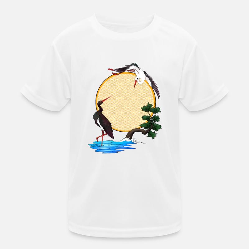 Störche - Japan - Elsass - Sonne Kinder Funktions-T-Shirt