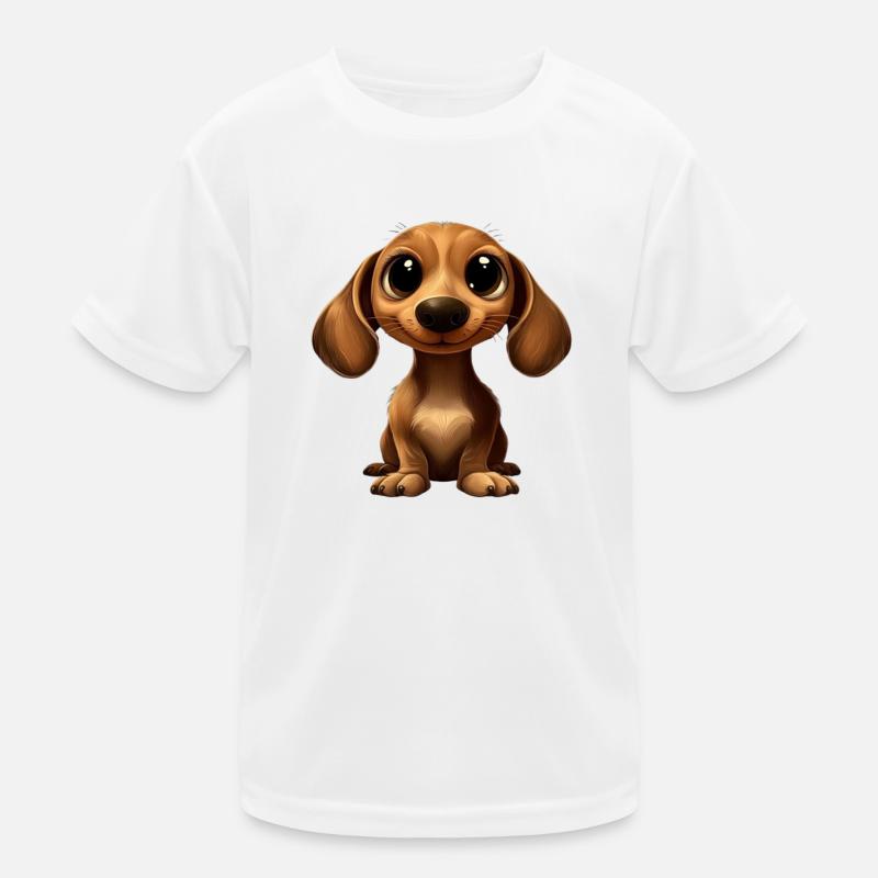 Dackel Hund Große Augen Comic Kinder Funktions-T-Shirt