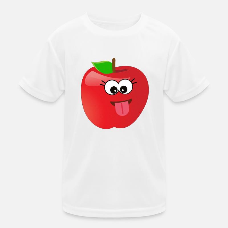 Funny smiling apple fruit with face Kids Functional T-Shirt