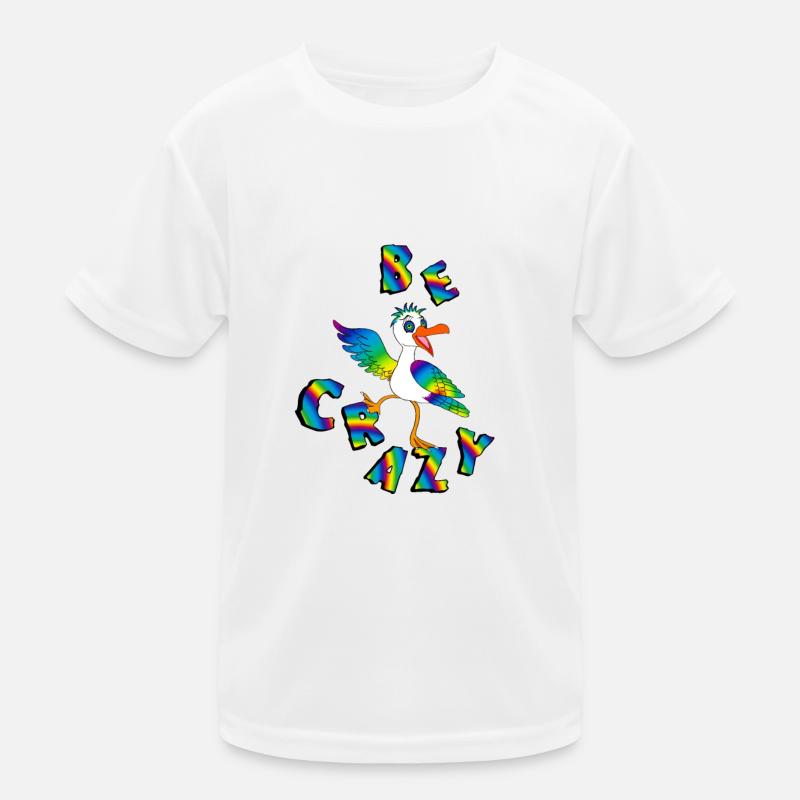 BE CRAZY Regenbogen Schriftzug mit Moewe Kinder Funktions-T-Shirt