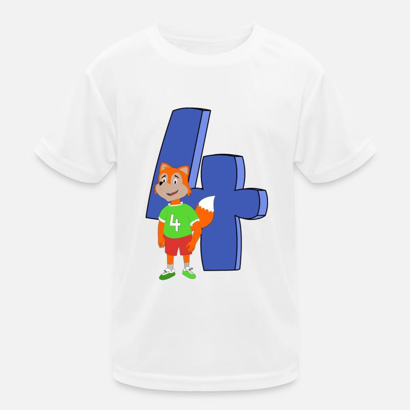 Fuchs 4 Geburtstag Kinder Funktions-T-Shirt
