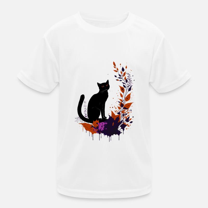 Schwarze Katze Kinder Funktions-T-Shirt