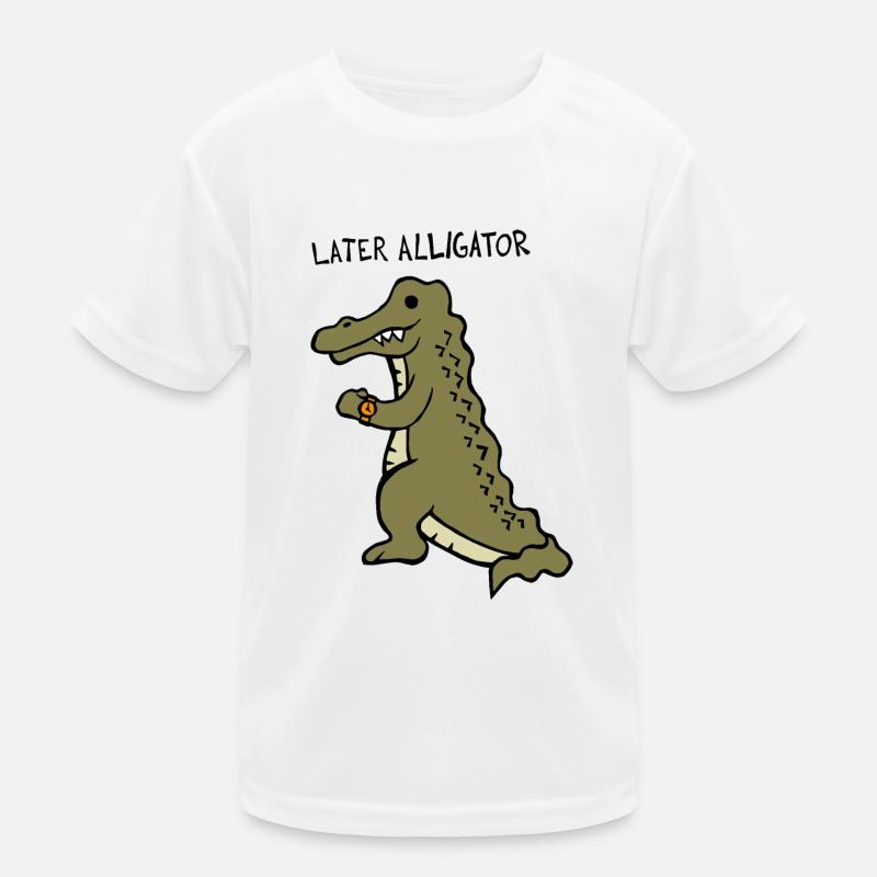 Späterer Alligator - Kinder Funktions-T-Shirt - Weiß