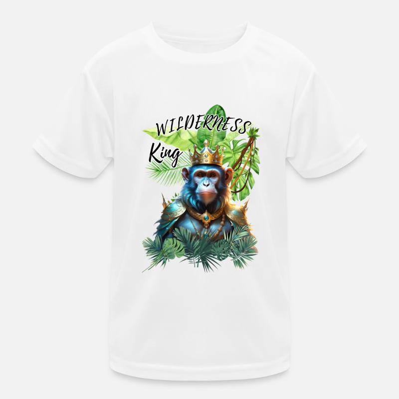 Monkey Design - Singe avec couronne dans la jungle T-shirt sport Enfant