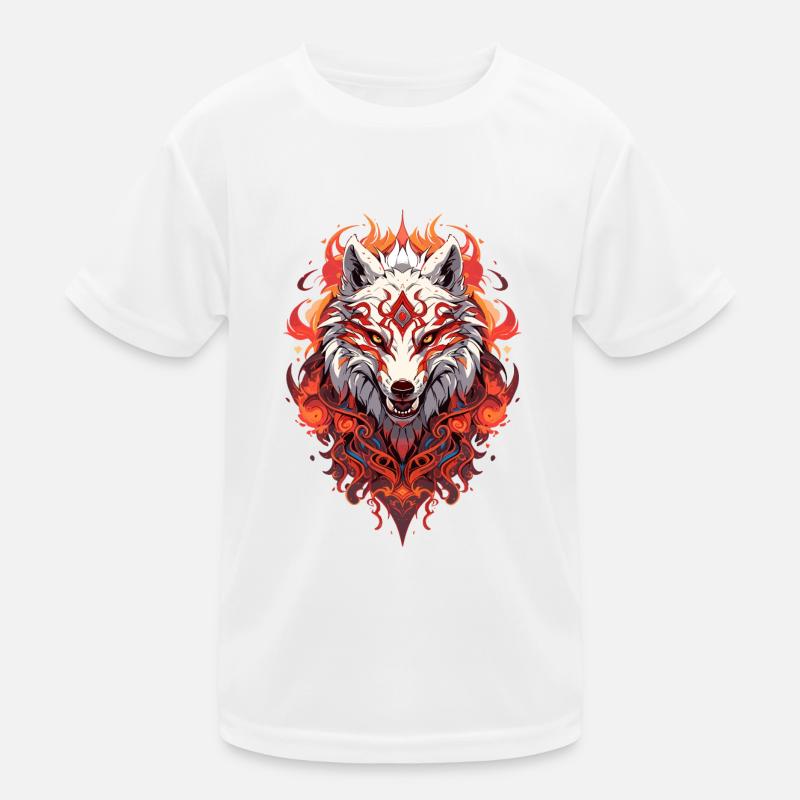 White Fire Wolf Kids Functional T-Shirt