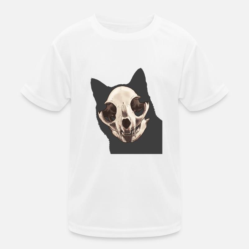 Cat Skull - Kinder Funktions-T-Shirt - Weiß