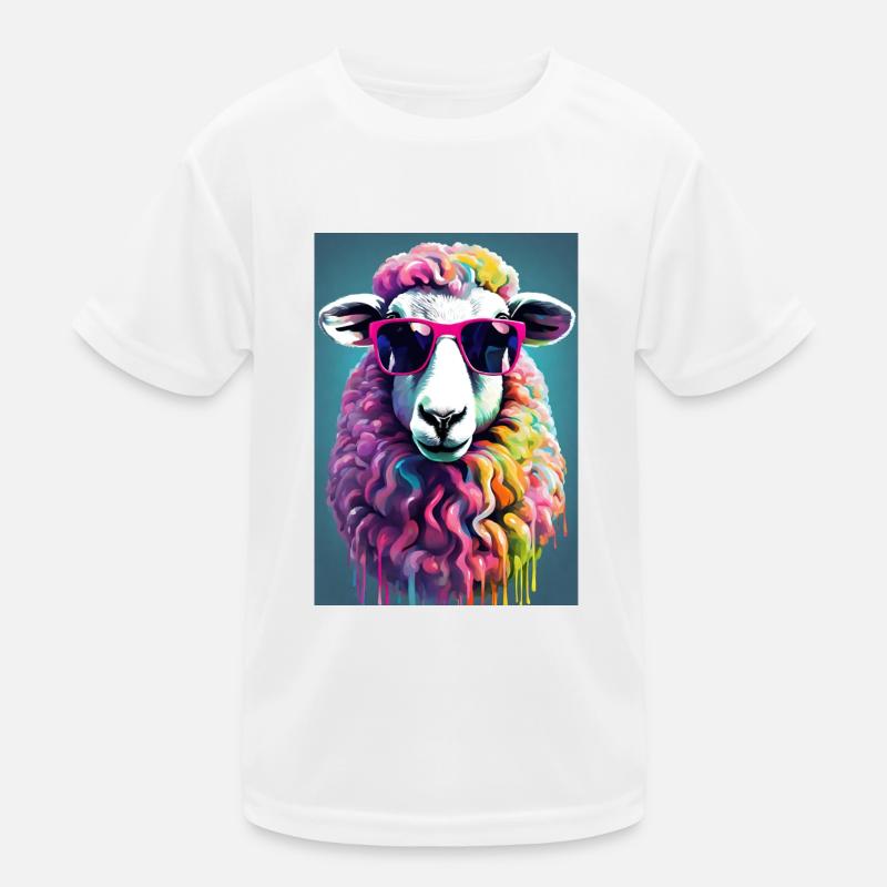 Schaf mit Brille Kinder Funktions-T-Shirt