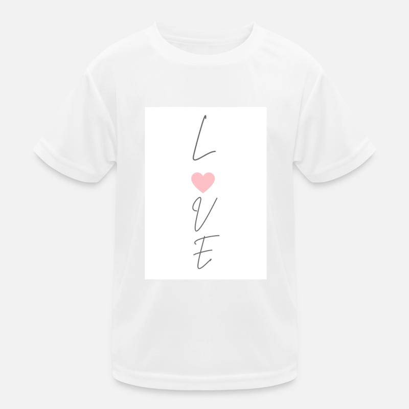 Love thin typography written vertically with heart Kids Functional T-Shirt