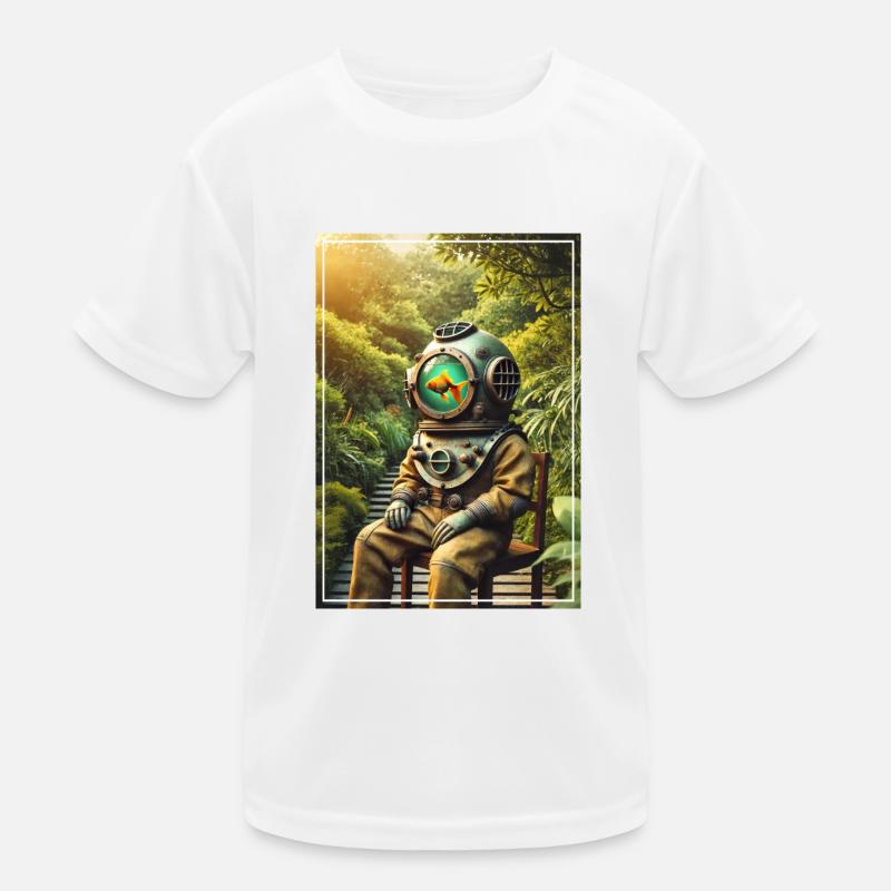 Fish in diving suit Kids Functional T-Shirt