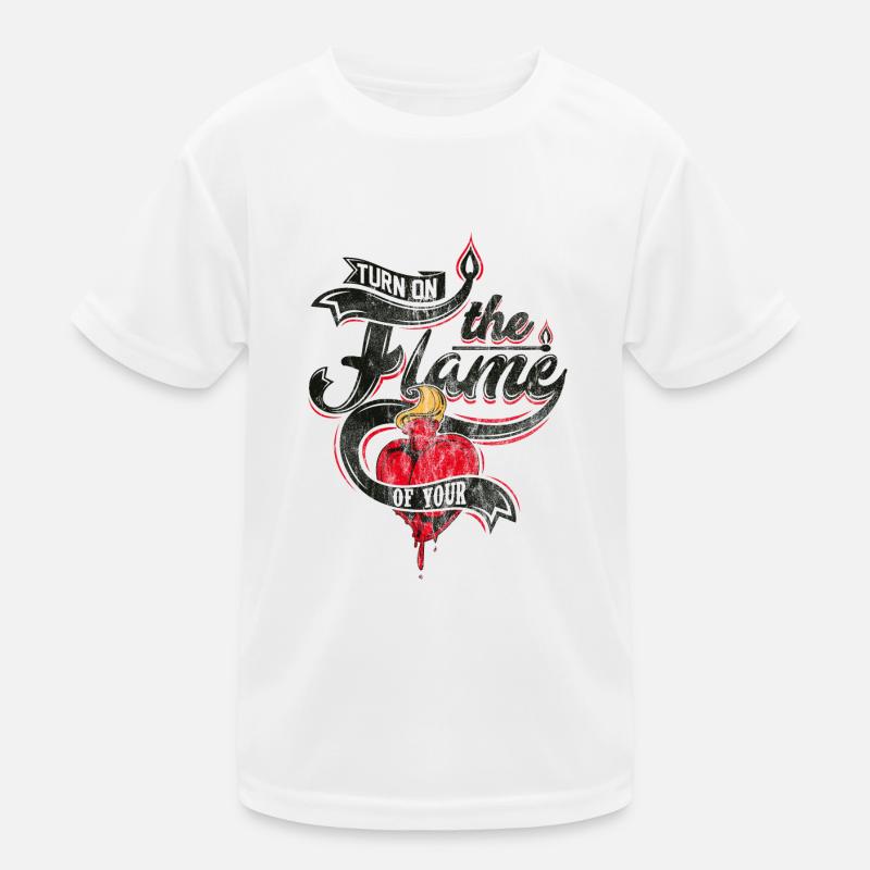 FLAMMEN HERZ - Romantisches Herzliches Geschenk Kinder Funktions-T-Shirt