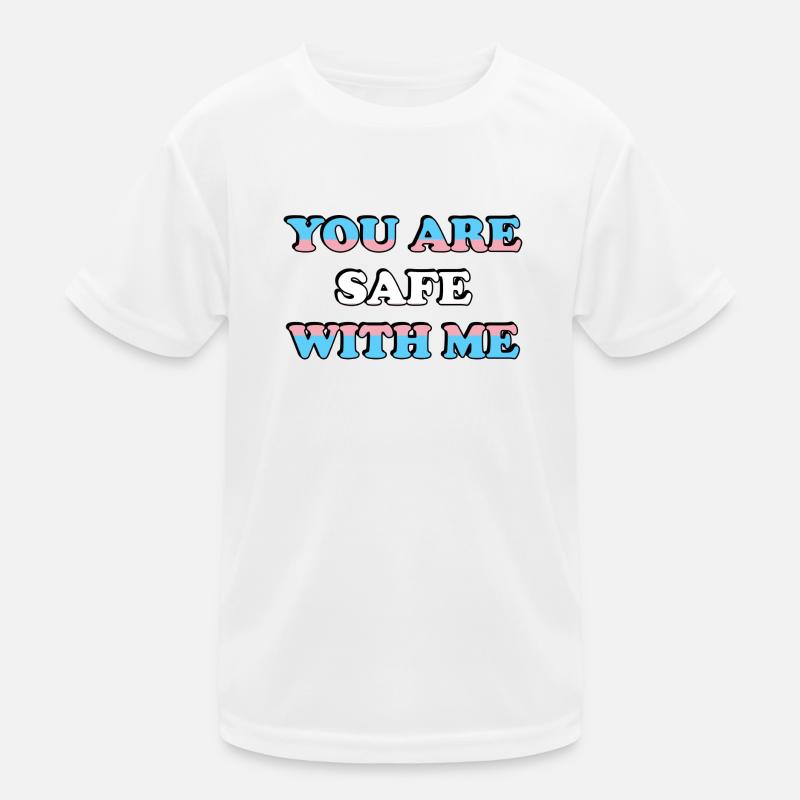 Du bist sicher mit mir Trans-Flagge Kinder Funktions-T-Shirt