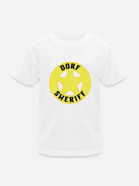 Farben änderbar | Dorf Sheriff - Kinder Funktions-T-Shirt - Weiß - Vorne