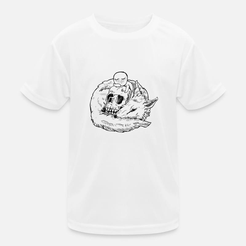 der Wolf und der Schädel - Kinder Funktions-T-Shirt - Weiß