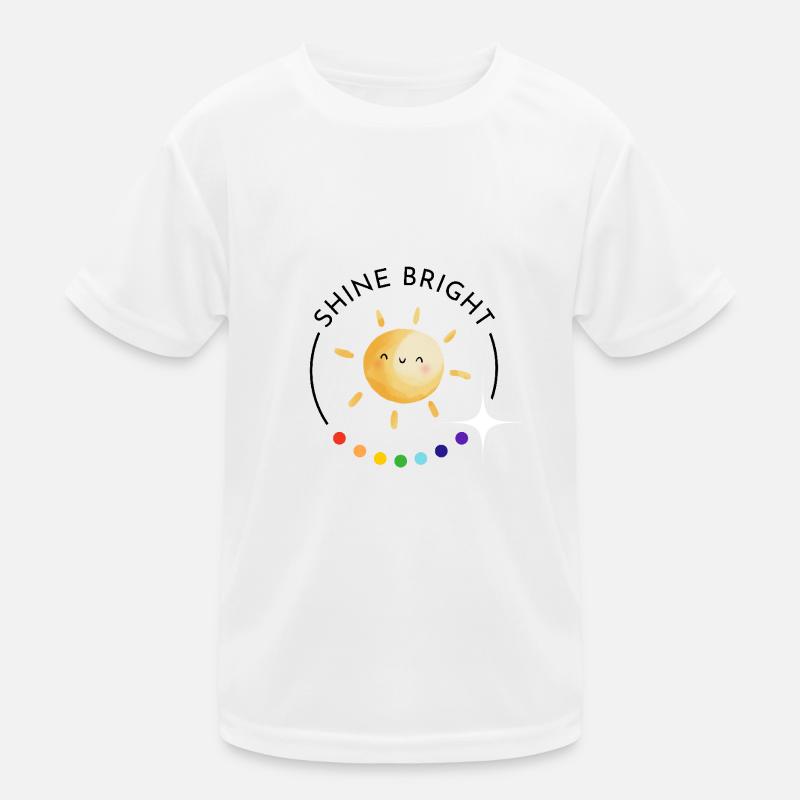 shine bright - Regenbogen und Sonne - Kinder Funktions-T-Shirt - Weiß