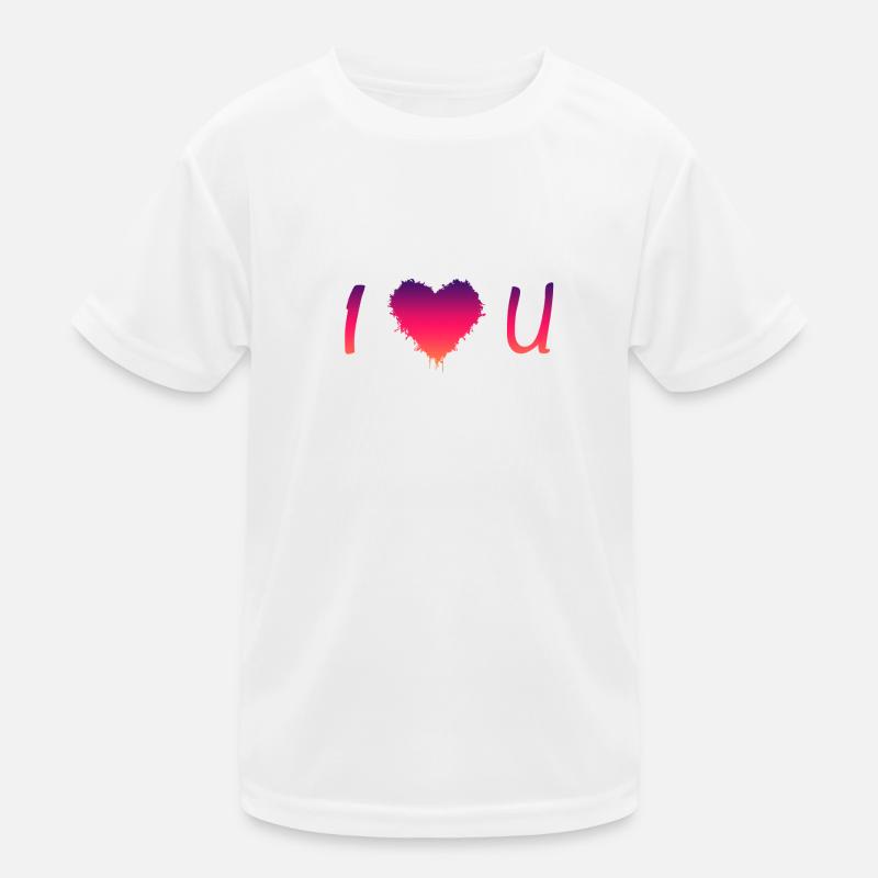 I Love U, Ich liebe Dich Kinder Funktions-T-Shirt