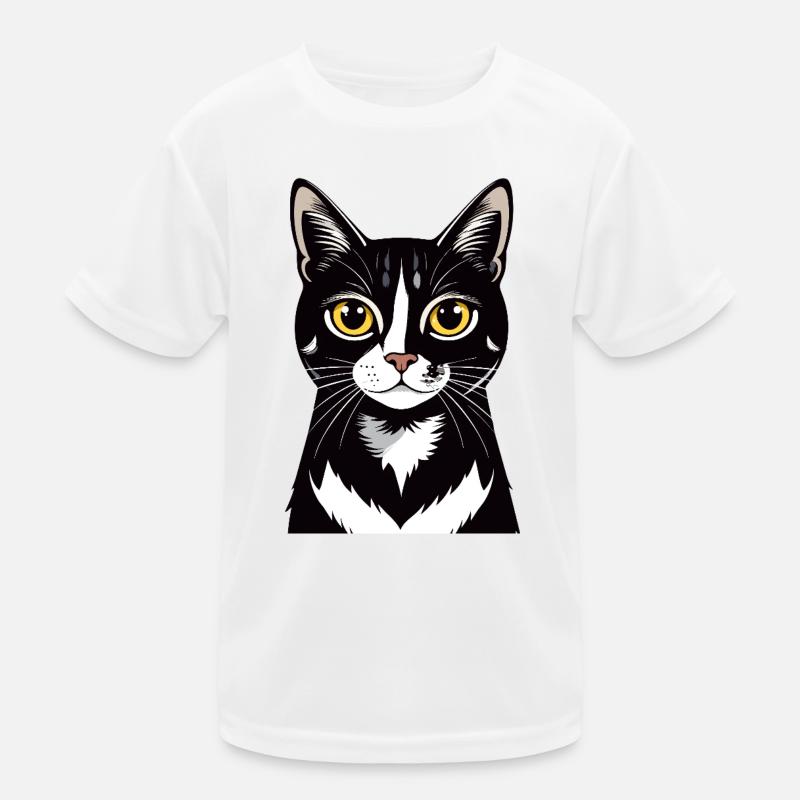 Motif contrastant du chat Noir Blanc du Chat T-shirt sport Enfant